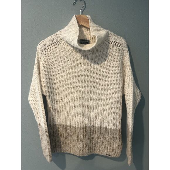 Abercrombie & Fitch Cowl Neck Cream Camel Color Block Sweater Women's Size XS - Picture 1 of 8